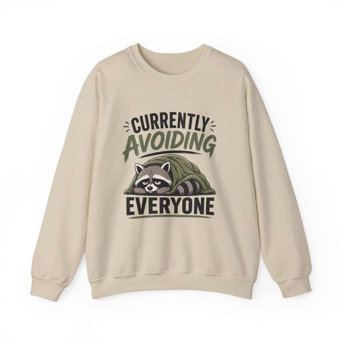 Currently Avoiding Everyone raccoon illustration Sweatshirt | funny introvert sweater
