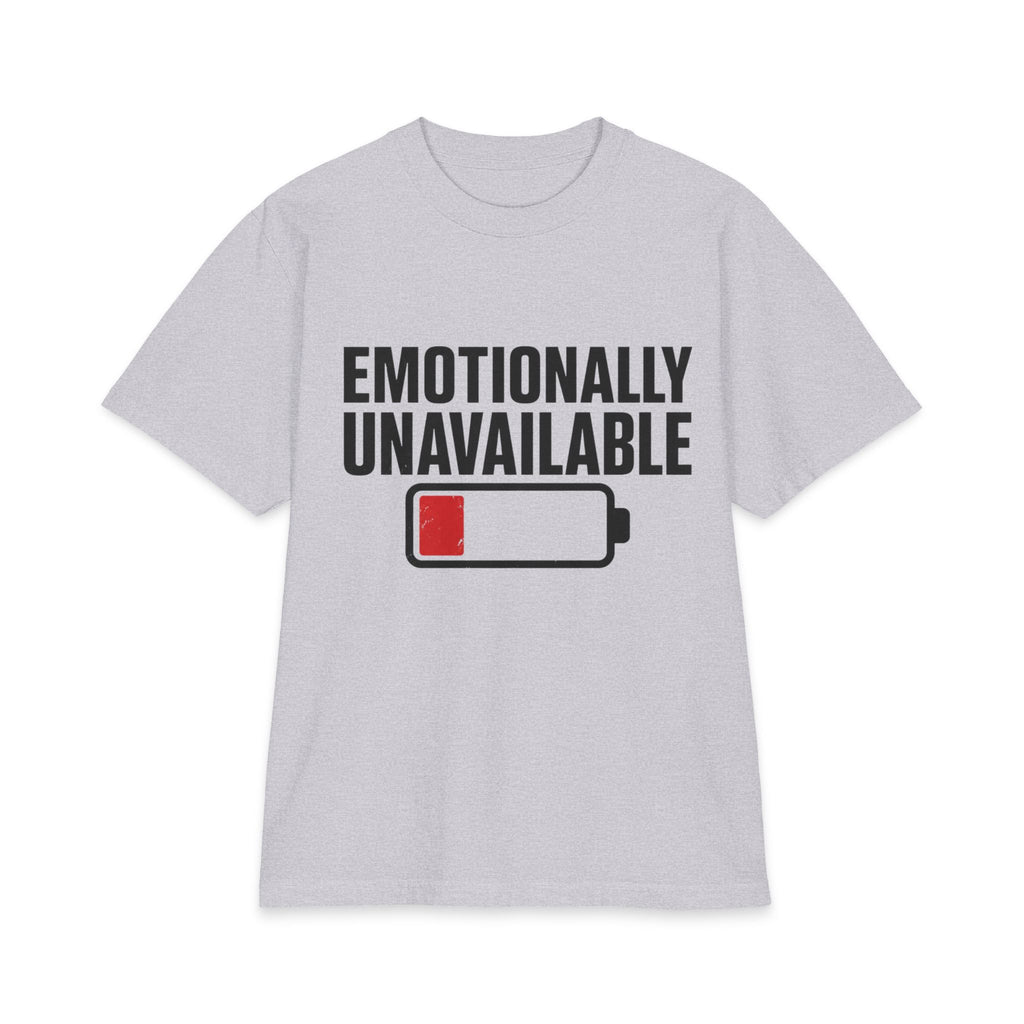 Emotionally Unavailable low battery graphic T-Shirt | Funny Text Tee