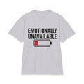 Emotionally Unavailable low battery graphic T-Shirt | Funny Text Tee