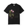 Delicate Pink Thistle Floral Print T-Shirt | Botanicals, Script Text