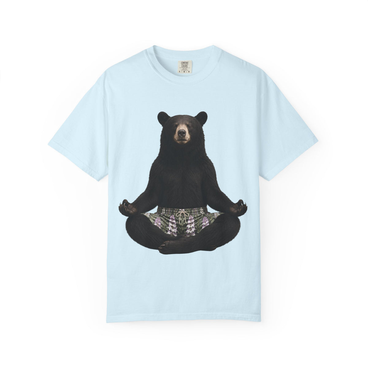 Meditating Bear T-Shirt | Zen Bear Illustration, Forest Plaid Pants