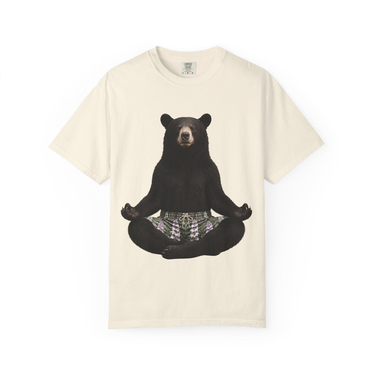 Meditating Bear T-Shirt | Zen Bear Illustration, Forest Plaid Pants