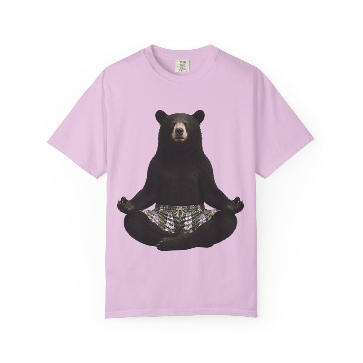 Meditating Bear T-Shirt | Zen Bear Illustration, Forest Plaid Pants