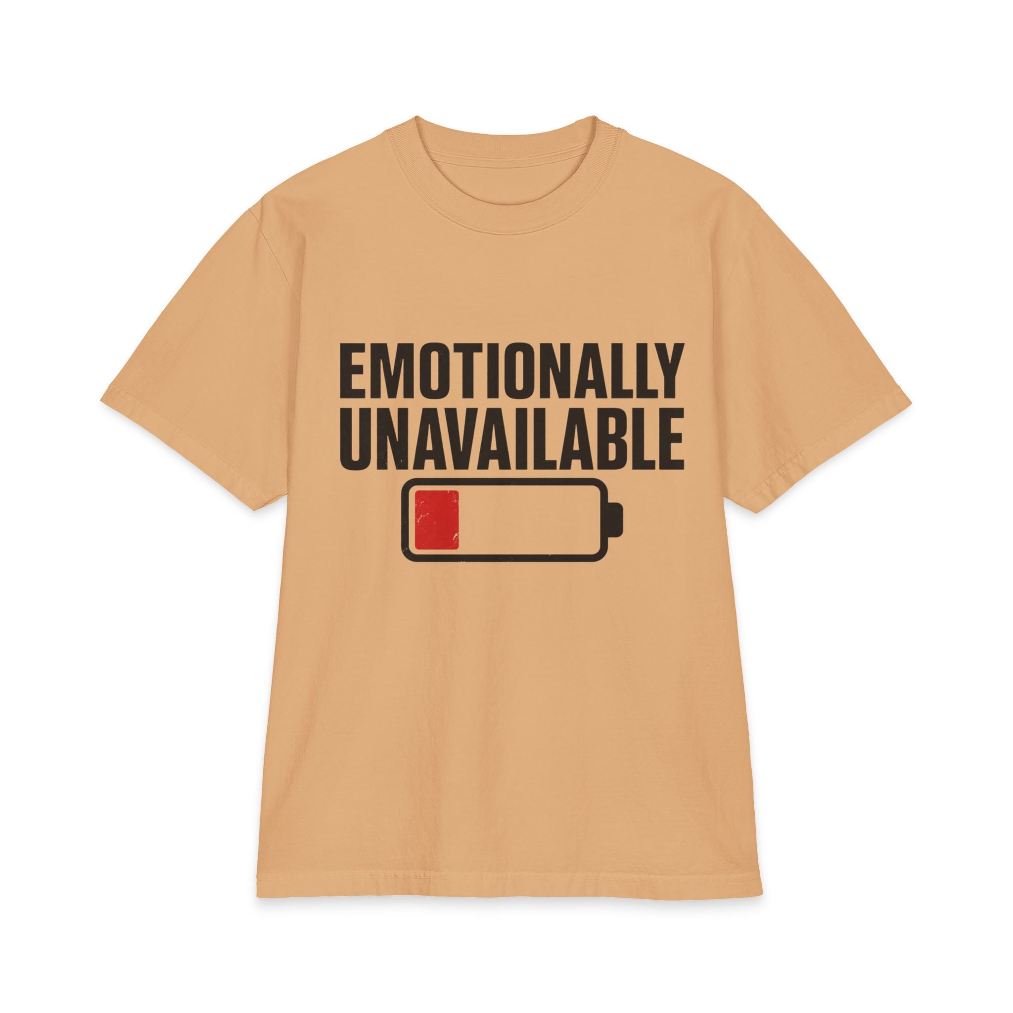 Emotionally Unavailable low battery graphic T-Shirt | Funny Text Tee