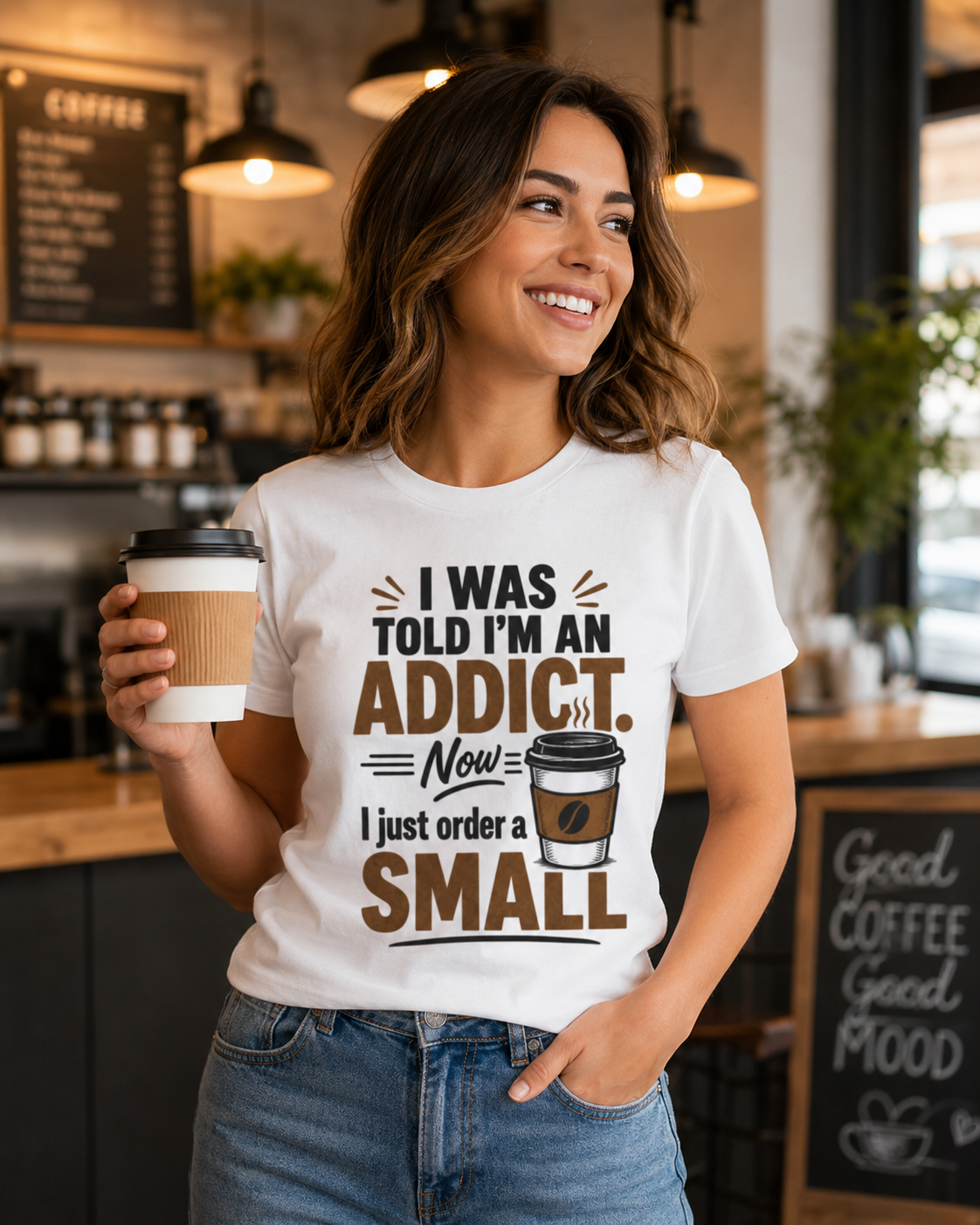Coffee Addict T‑Shirt — "I Was Told I'm an Addict, Now I Just Order a Small" Funny Coffee Tee