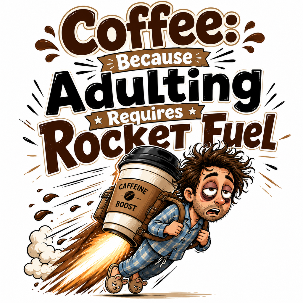Coffee Because Adulting Requires Rocket Fuel T-Shirt