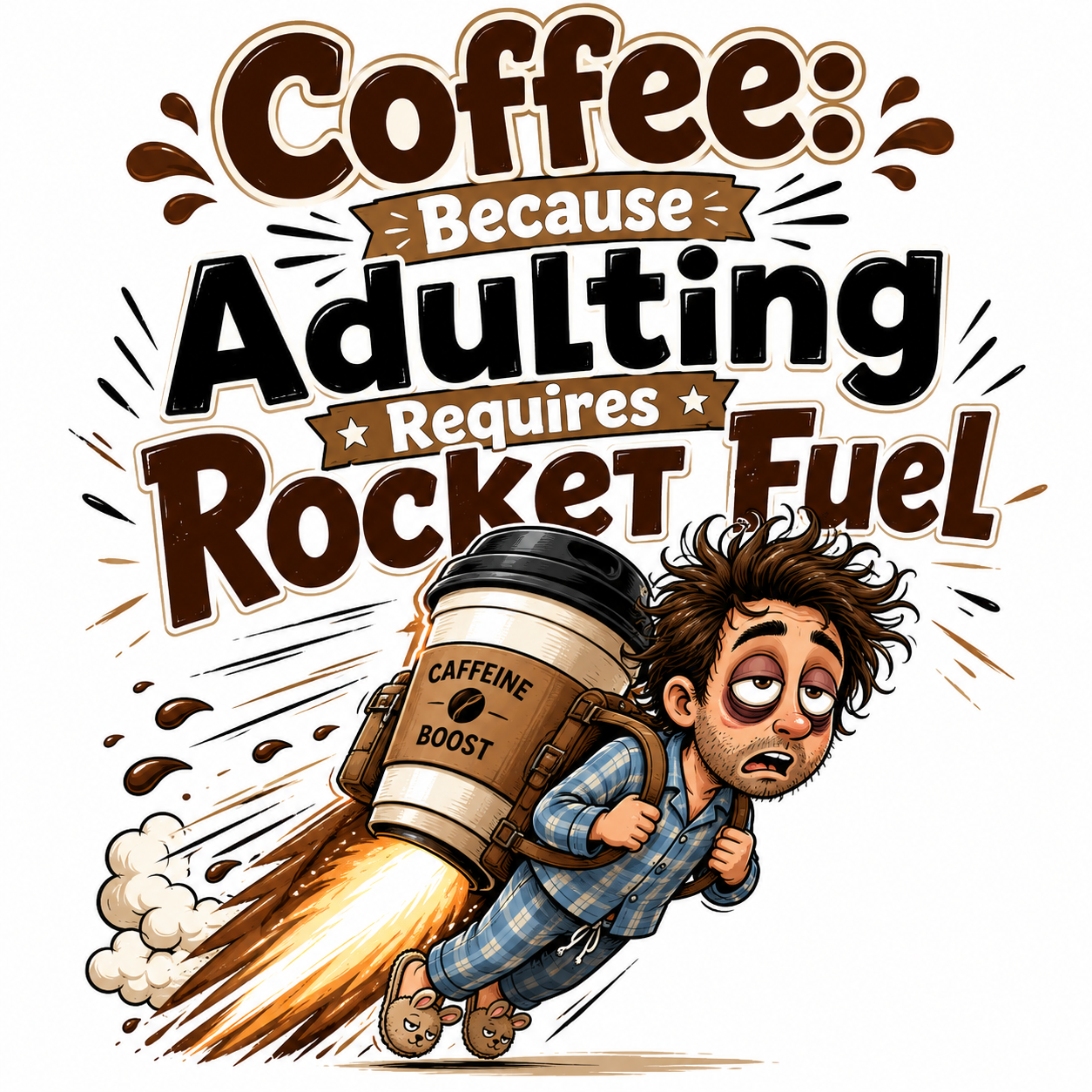 Coffee Because Adulting Requires Rocket Fuel T-Shirt