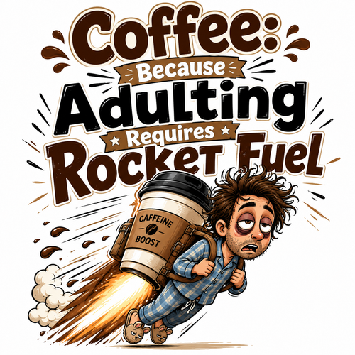 Coffee Because Adulting Requires Rocket Fuel T-Shirt