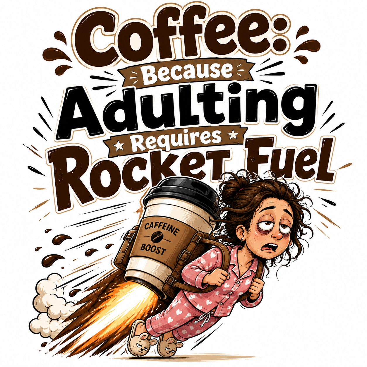 Coffee Because Adulting Requires Rocket Fuel T-Shirt | Funny Coffee Shirt