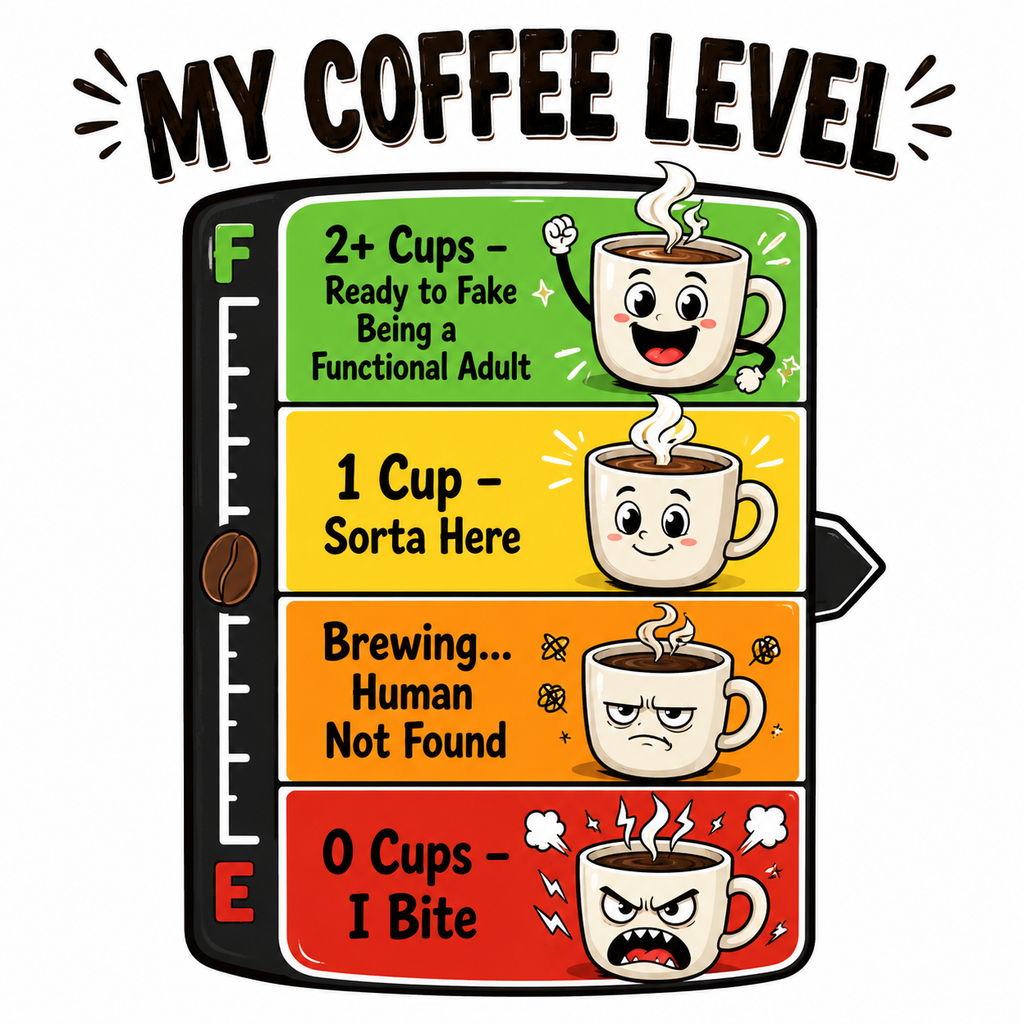 My Coffee Level T-Shirt — Funny Coffee Meter Graphic Tee