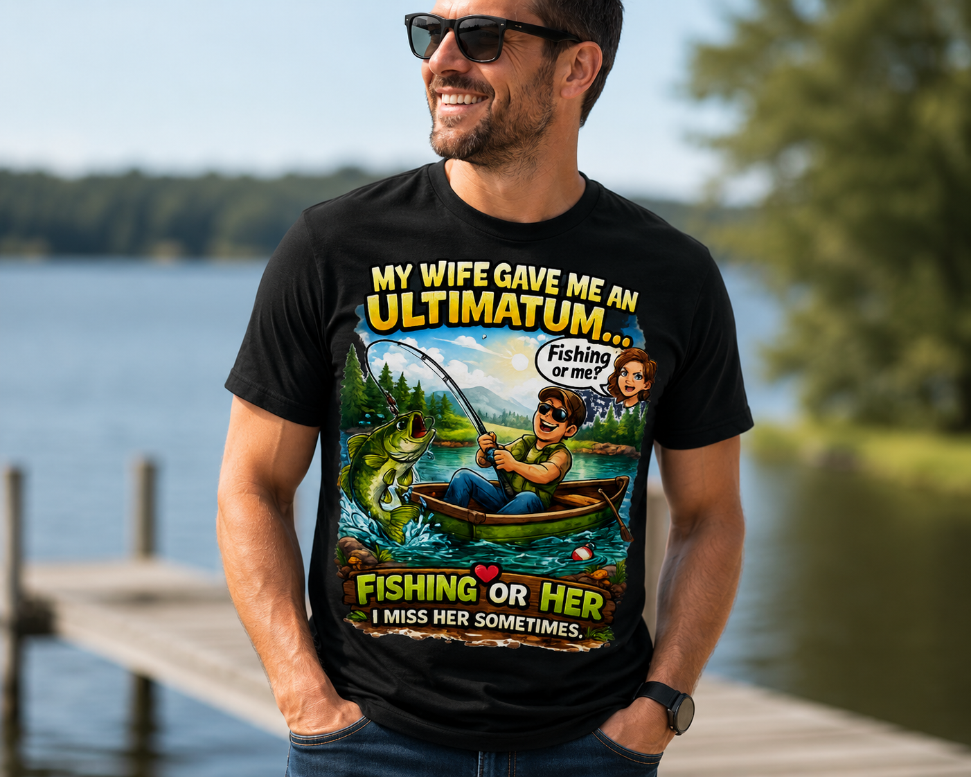 My Wife Gave Me an Ultimatum Fishing T-Shirt | Funny Fishing Quote