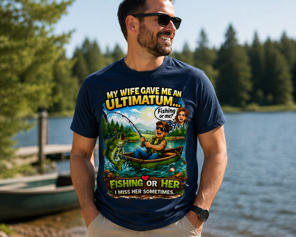 My Wife Gave Me an Ultimatum Fishing T-Shirt | Funny Fishing Quote