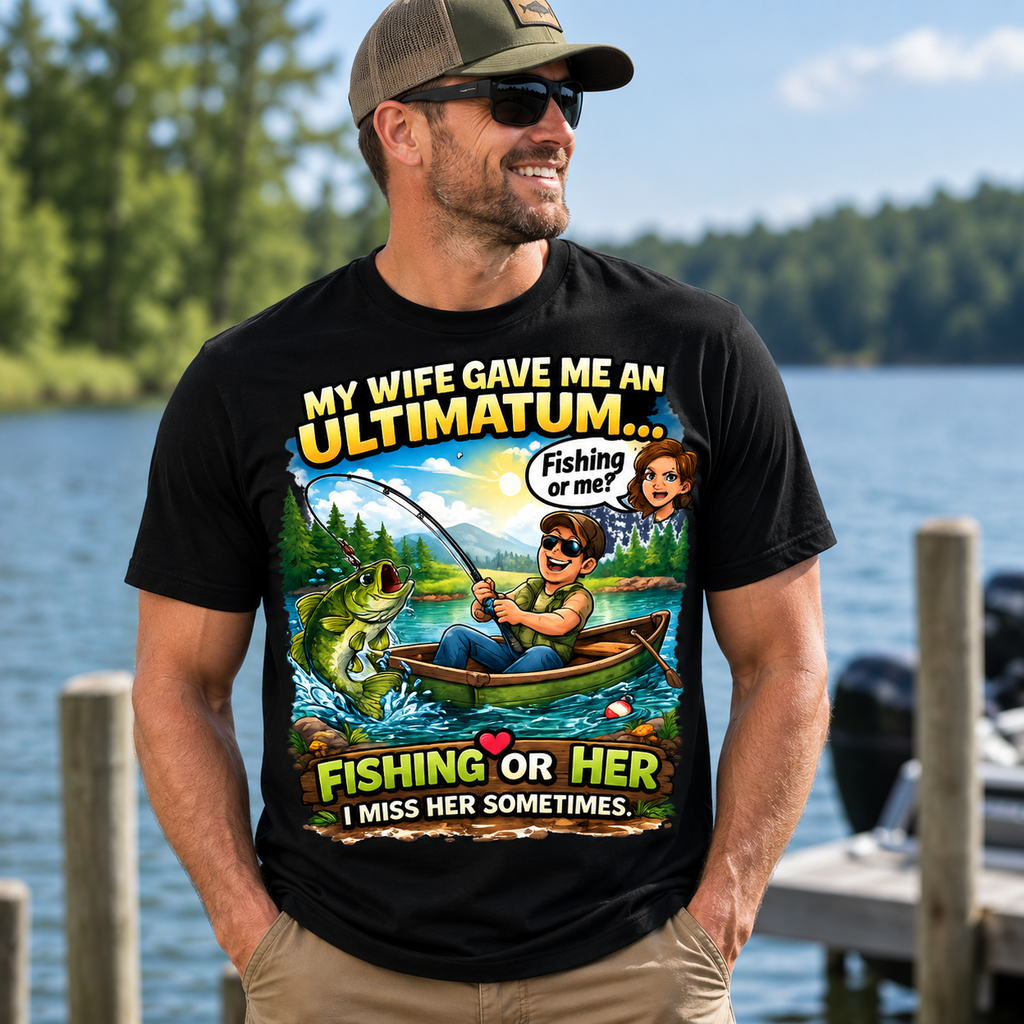 My Wife Gave Me an Ultimatum Fishing T-Shirt | Funny Fishing Quote