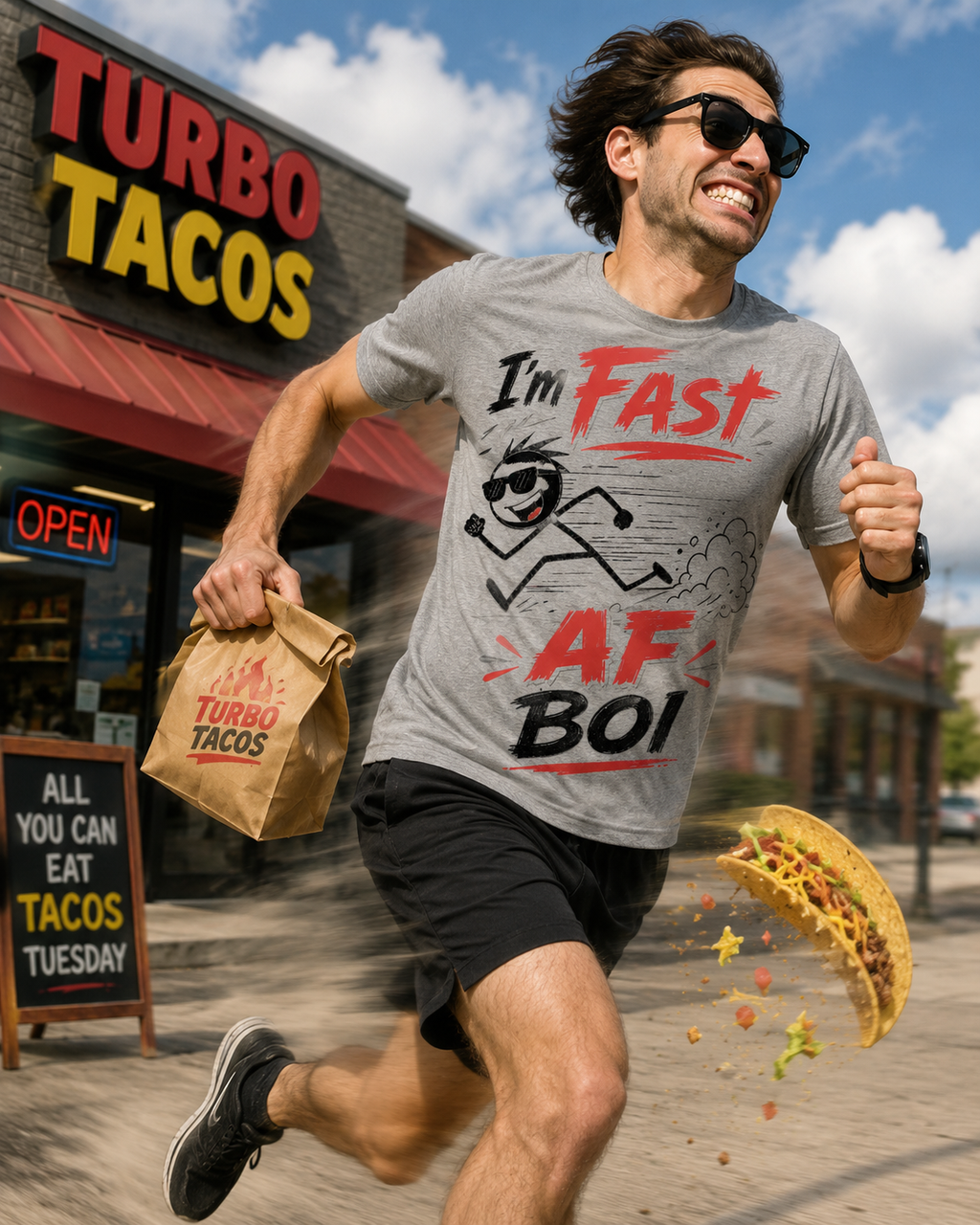 I'm Fast cartoon stick figure T-Shirt | Funny running speed graphic tee