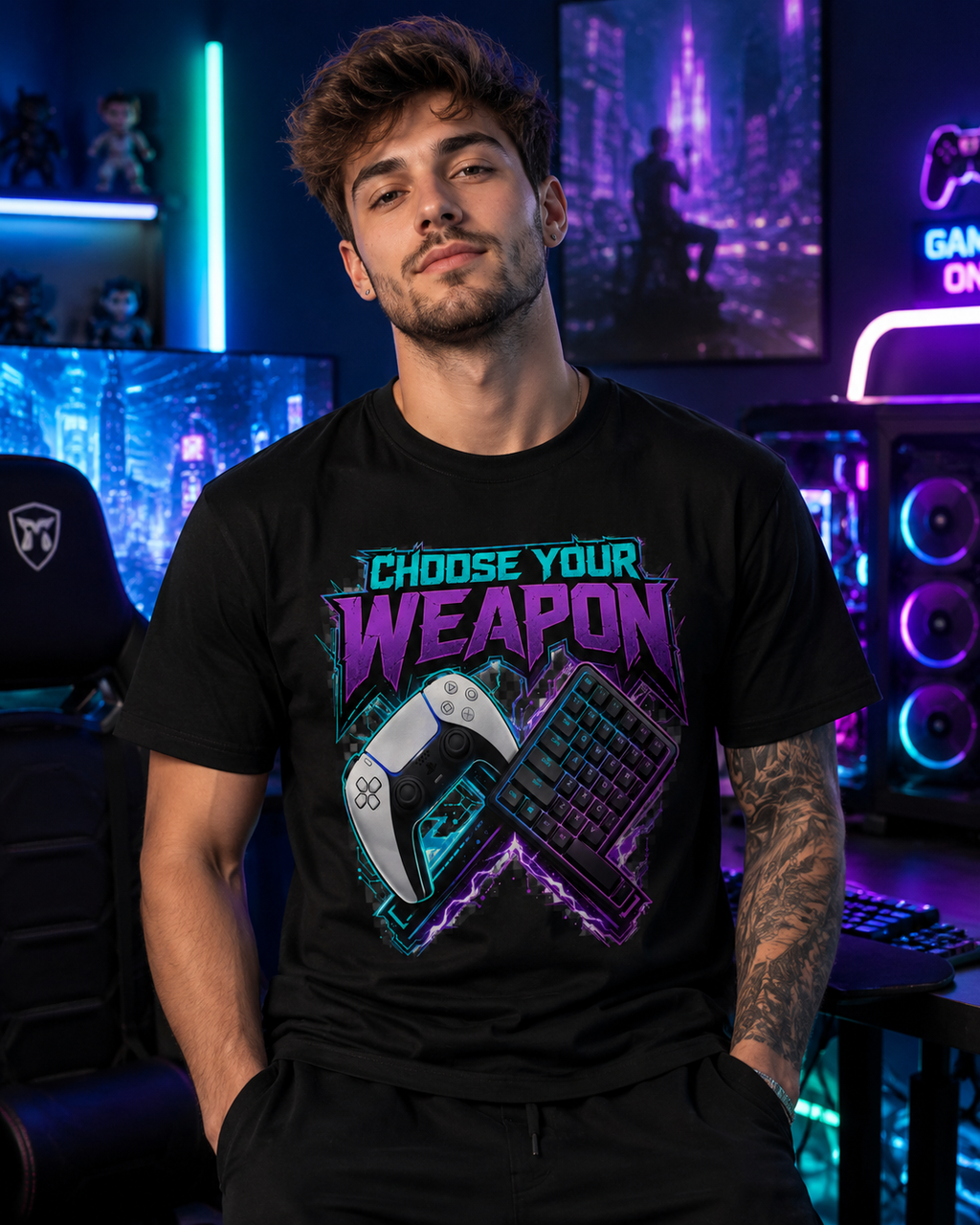 Choose Your Weapon controller and keyboard T-Shirt | Gamer graphic tee