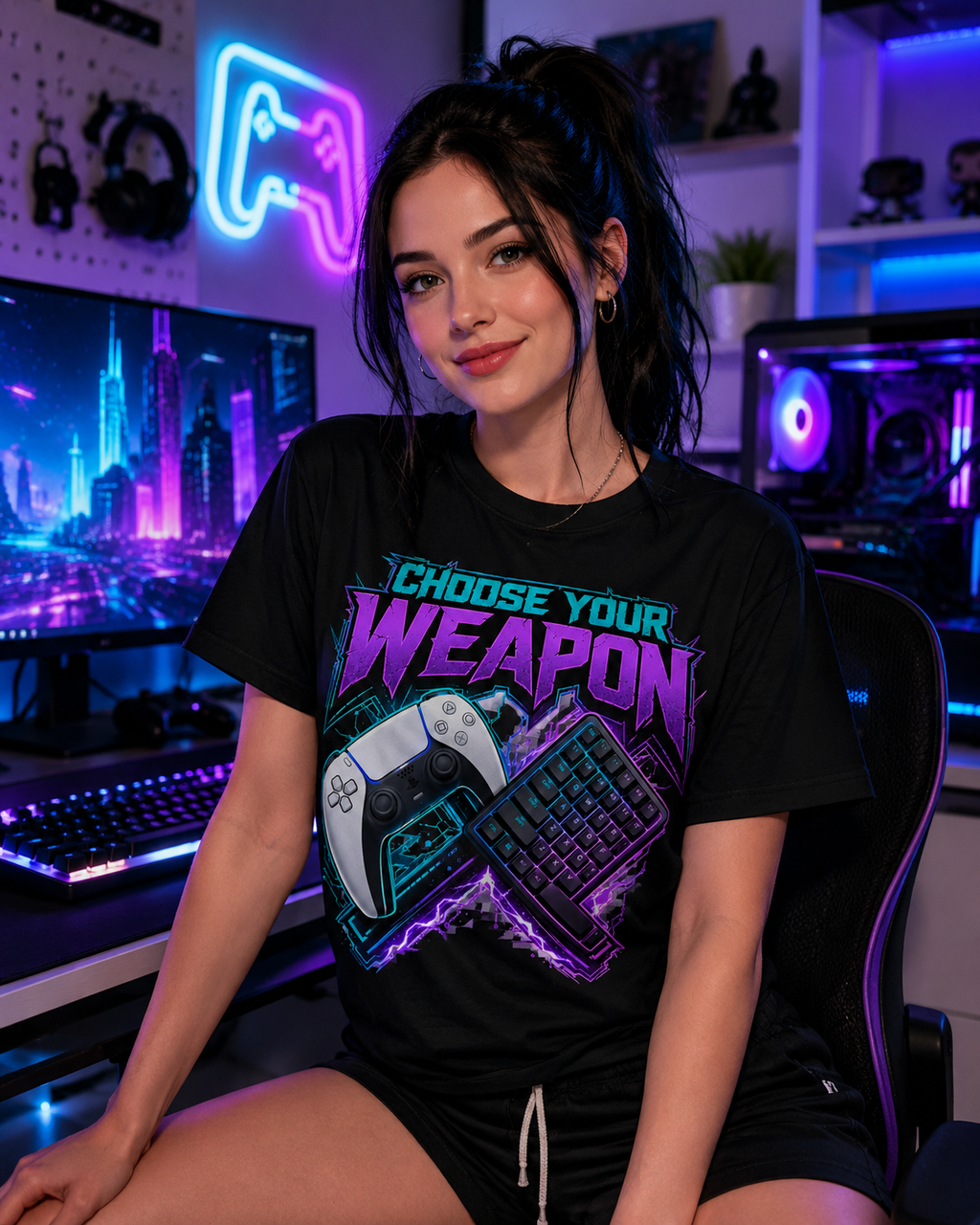 Choose Your Weapon controller and keyboard T-Shirt | Gamer graphic tee