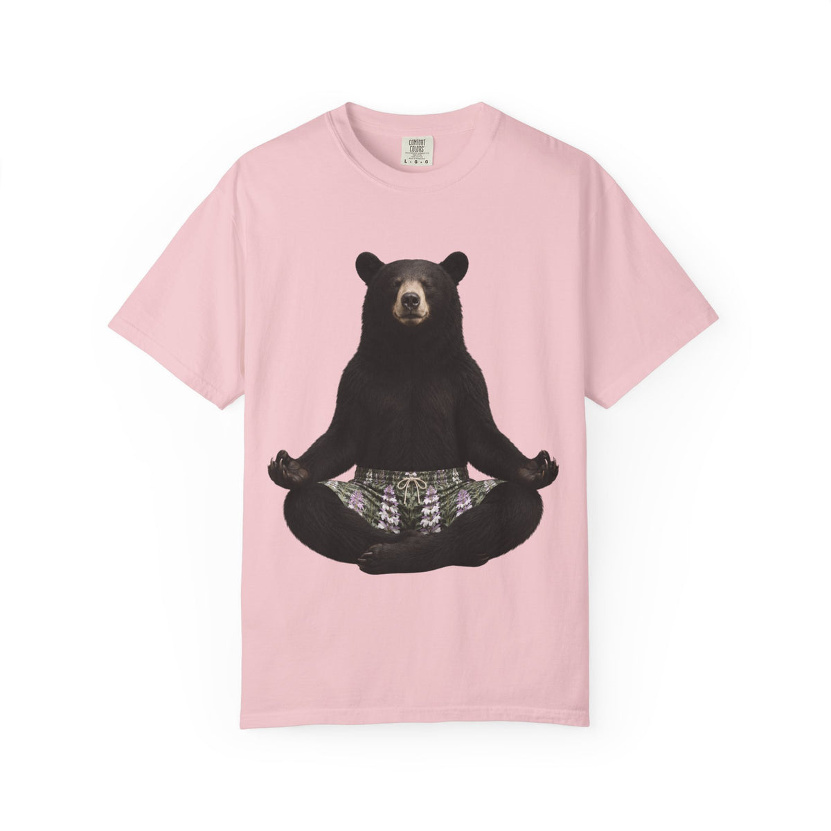 Meditating Bear T-Shirt | Zen Bear Illustration, Forest Plaid Pants