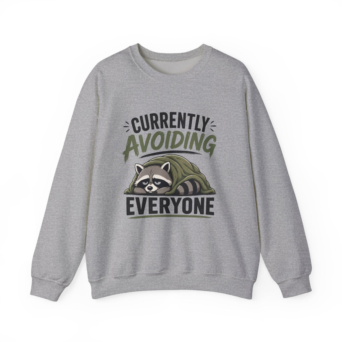 Currently Avoiding Everyone raccoon illustration Sweatshirt | funny introvert sweater