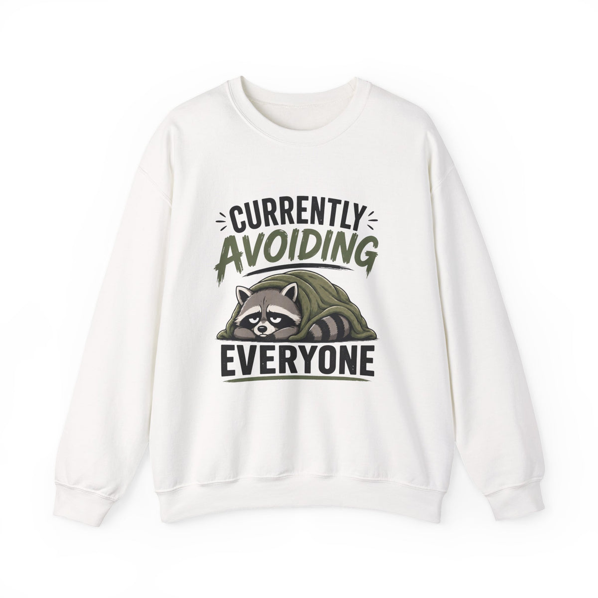 Currently Avoiding Everyone raccoon illustration Sweatshirt | funny introvert sweater