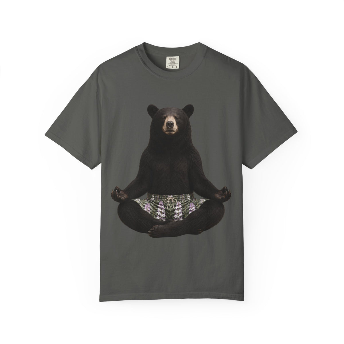 Meditating Bear T-Shirt | Zen Bear Illustration, Forest Plaid Pants
