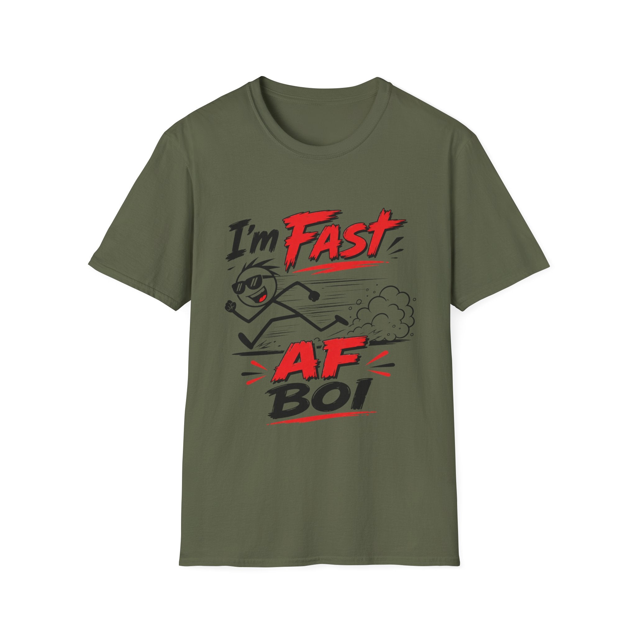 I'm Fast cartoon stick figure T-Shirt | Funny running speed graphic tee